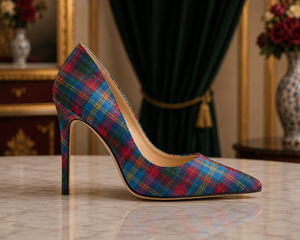 Escarpins à talons aiguilles écossais personnalisés pour femmes, escarpins à talons hauts à carreaux, fabricant OEM & ODM, vente en gros pour mariages et fêtes - Product Image 2