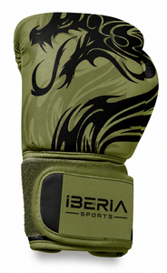ถุงมือชกมวย IBERIA รุ่นพรีเมียม สีเขียวมะกอก-ดำ ลายมังกร สำหรับฝึกซ้อม รับทำโลโก้ตามสั่ง แบบ OEM ODM ขายส่งอุปกรณ์ชกมวย - Product Image 2