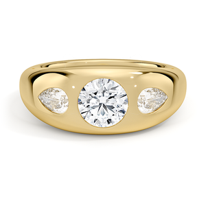 Anillo de Compromiso Toi Et Moi con Diamantes y Piedra Verde en Forma de Pera y Redonda - Product Image 1