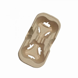 Plateau porte-gobelets en fibre moulée de qualité supérieure pour 2 tasses, compostable, pour café à emporter, support de boissons, plateau de livraison pour café, emballage - Product Image 1