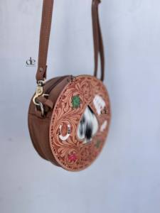Nuevo Bolso Redondo de Cuero con Diseño Artesanal, Estilo Bohemio, de Piel de Vaca, Hecho a Mano, Estilo Occidental, Multiusos - Product Image 2