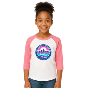 Girl's White and Light Pink Baseball Shirt Casual Three Quarter Sleeve <b>Raglan</b> Tee Everyday Comfortable Lifestyle Clothing <b>Top</b> - Product Image 1