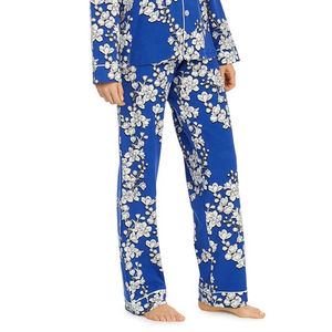 Women's Floral Print Breathable Jersey Pajama Set with Elastic Waist Long Sleeves for Spring Summer in Polyester/Cotton - Product Image 2