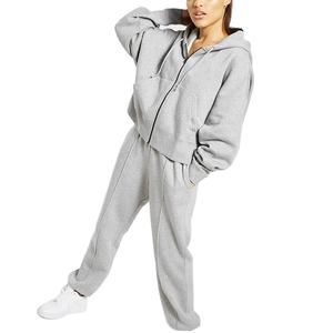 ชุดวอร์มผ้าโพลีเอสเตอร์สีเทา100% สำหรับผู้หญิงชุดวอร์มผ้าโพลีเอสเตอร์ระบายอากาศได้ดีมีไซส์ใหญ่พิเศษสำหรับคุณแม่ - Product Image 1