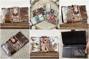 Designer Pattern Women's Hand Tooled Genuine Cowhide Leather Large Capacity <b>Wallet</b> Multiple Card Slots Long Coin Purse Clutch - Product Image 3