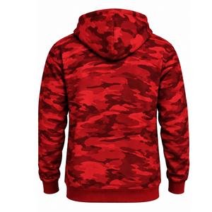<b>Burgundy</b> Camo Winter Pullover <b>Hoodie</b> <b>Men</b> Custom Printed Fleece Sweatshirt Kangaroo Pocket Drawstring Casual Eco-Friendly Quick - Product Image 2