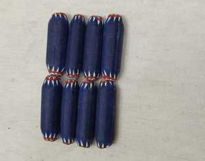 ลูกปัดแก้วลายทางสีน้ำเงินขายส่ง ลูกปัดทำมือสำหรับทำเครื่องประดับ DIY อุปกรณ์งานฝีมือ - Product Image 1