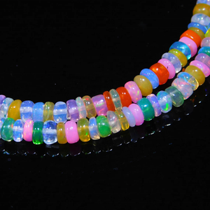 Cuentas de Rondelle lisas de disco de ópalo etíope de alta calidad, piedras preciosas naturales de ópalo de fuego multicolor de 3,5mm para la fabricación de joyas - Product Image 1