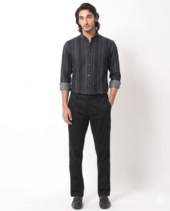 Camisa Clásica Casual a Rayas, Transpirable, de Verano, 100% Algodón, con Botones, ODM - Product Image 1