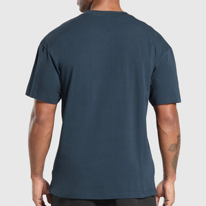 Camiseta de Manga Corta para Hombre, Cuello Redondo, Color Azul Marino, Corte Regular, Estilo Jersey Informal, 100% Algodón - Product Image 4