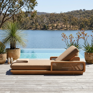 Juego <span class=keywords><strong>de</strong></span> Muebles <span class=keywords><strong>de</strong></span> Jardín <span class=keywords><strong>de</strong></span> Teca Premium, Sofá, Mesa <span class=keywords><strong>de</strong></span> Comedor y Tumbona, Colección Resistente a la Intemperie para Australia - Product Image 5