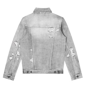 Men's Distressed Denim <b>Jacket</b> Ripped Style Polyester/Nylon Jean Coat Sweet/Formal Eco-Friendly Breathable Quick Dry Outerwear - Product Image 2