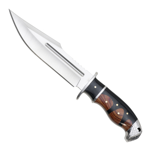 Grand couteau Bowie pour l'extérieur, couteau utilitaire de camping et de chasse avec construction en acier inoxydable, poignée ergonomique et étui - Product Image 1