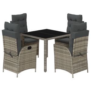 Set da pranzo Patio in Rattan grigio 5 pezzi con cuscini eleganti Set da giardino - Product Image 2