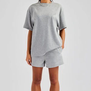 T-shirts et shorts décontractés surdimensionnés 2026 en coton lavé 100 % à séchage rapide, coupe ample unisexe pour hommes - Product Image 5