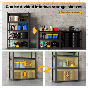 ชั้นวางของเหล็กสำหรับโรงรถแบบหนัก 5 ชั้น ขนาด 72 นิ้ว สูง x 59 นิ้ว กว้าง x 24 นิ้ว ลึก ปรับระดับได้ รับน้ำหนักได้ 3000 ปอนด์ สำหรับโรงรถอุตสาหกรรม - Product Image 6