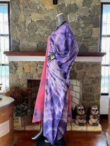 Robe kaftan en rayonne Shibori Tie Dye, tenue artistique abstraite bohème - Product Image 3