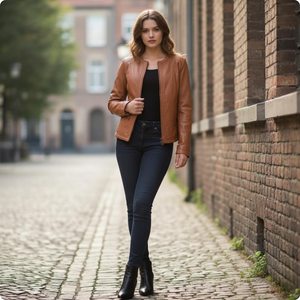 Chaqueta Casual de Invierno para Mujer, de Cuero Genuino Suave, Acolchada, Resistente al Viento, Cálida y Cómoda - Product Image 3