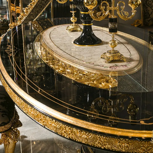 Juego de Comedor de Estilo Barroco Francés en Negro y Dorado, Muebles Antiguos de Alta Gama, Tallados a Mano, de Lujo, de Madera de Caoba Sólida y Duradera - Product Image 5