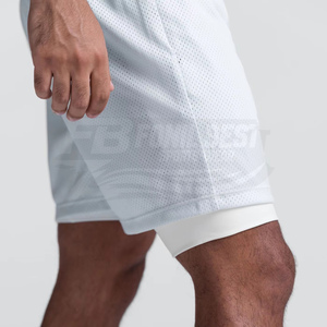 Hot Sale Fashion Quick Dry 100% Cotton Elastic Waist Lounge Shorts Double <b>Layer</b> Outdoor Sports Pockets Comfortable Mesh Gym - Product Image 4