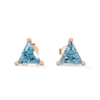 Boucles d'oreilles clous en argent sterling plaqué or rose avec topaze suisse taille triligne sertie à griffes, bijoux classiques pour femme Heerani Jewels Water