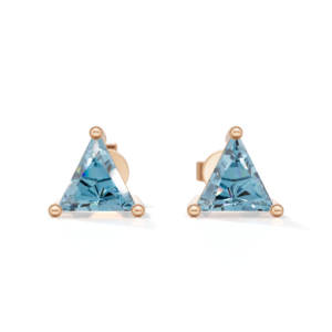 <b>Rose</b> <b>Gold</b> Plated Sterling Silver Trillion Cut Prong Set Swiss Topaz <b>Stud</b> <b>Earrings</b> Classic Women's Jewelry Heerani Jewels Water - Product Image 4