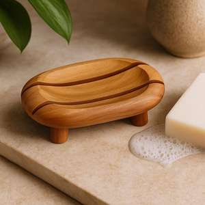 Porte-savon rectangulaire multifonction en bois poli pour salle de bain et cuisine, support à savon pour douche - Product Image 6