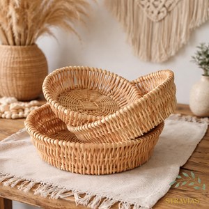Rustic Handmade Eco-Friendly Flexible Rattan Baskets <b>Bathrooms</b> Towels Laundry Storage Durable Natural Basket Modern Homes - Product Image 1