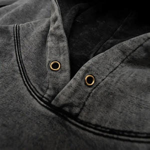 Sweat à capuche streetwear en gros, 100% coton éponge, délavé à l'acide, avec strass personnalisés, effet soleil délavé, unisexe - Product Image 2