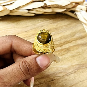 New Demand Tiger Eye <b>Rings</b> Tribal Brass Band Women 18k <b>Gold</b> Plated Ethnic Filigree Crown Statement <b>Ring</b> for Wholesale/OEM/ODM - Product Image 4
