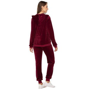 Conjunto deportivo de 2 piezas para mujer, 100% algodón suave, sudadera con capucha y pantalones, traje de terciopelo para gimnasio, deportes, conjunto de chándal de terciopelo para chicas - Product Image 4