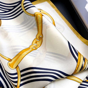 Premium Luxury Brand <b>Design</b> Hijab <b>Bandana</b> Digital Printed Satin Silk Scarf For Women Square Fashion Silk Scarves - Product Image 5