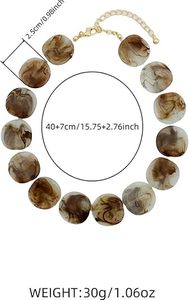 cklace for Women Colorful Chunky Square <b>Round</b> Shaped Beaded Necklace Boho Jewelry Holiday Party Accessories - Product Image 2