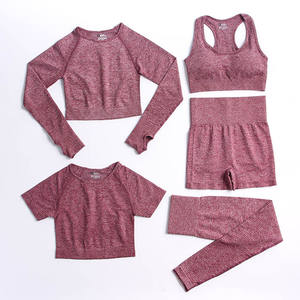 Conjunto Deportivo de Yoga de Lujo de 5 Piezas para Mujer, Sujetador Deportivo Cruzado + Chaqueta Deportiva con Pantalones Cortos de Gimnasio + Leggings de Yoga - Product Image 6