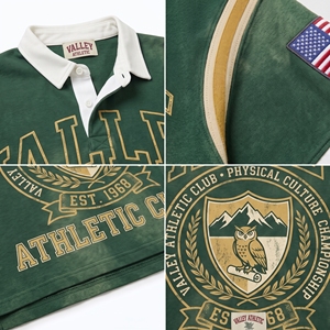 Custom <b>Men's</b> <b>Green</b> Preppy <b>Polo</b> <b>Shirt</b> Short Sleeve Cotton Embroidered and Printed Logo Front American Flag Patch OEM/ODM - Product Image 6