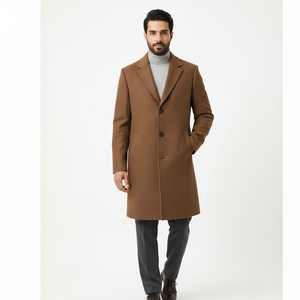 <b>Men's</b> Warm <b>Wool</b> Canvas <b>Overcoat</b> Lining Customized Fabric Quick Dry Breathable <b>Long</b> Winter Classic OEM Custom Logo - Product Image 1