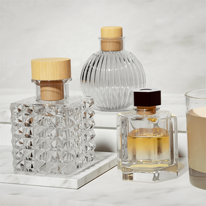 Innorhino thủy tinh sang trọng khuếch tán chai trang trí sậy chai với nắp tre cho nhà hương thơm tinh dầu bao bì - Product Image 6