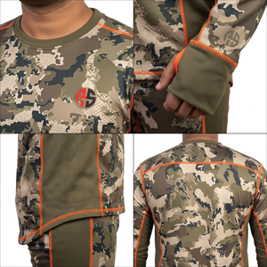 Ensemble de sous-vêtements thermiques en laine mérinos - Couche de base chaude pour la chasse, motif camouflage, polyester recyclé, fabricant OEM - Product Image 4