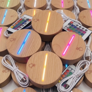 RGB <b>USB</b> LED <b>Light</b> Base Remote Control Wooden Touch Display Stand Dimmable Warm White <b>Night</b> <b>Light</b> - Product Image 2