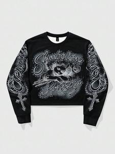 Sudadera Premium 100% Algodón Oversize con Cuello Redondo, Bordado Personalizado, Estilo Urbano Vintage, Gráficos de Graffiti, OEM ODM - Product Image 3