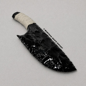 MUNTAHA - Escultura de Obsidiana Negra Pulida de Primera Calidad, Tallada a Mano, de 10 Pulgadas, Forma de Daga, Arte Coleccionable - Product Image 2