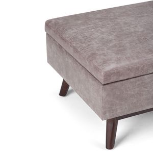 Owen Distressed Grey Taupe Coffee Table <b>Storage</b> Ottoman Stylish <b>Stool</b> & Ottoman Furniture - Product Image 3
