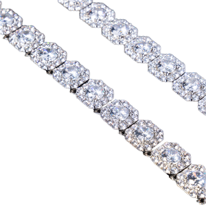 Luxury Halo Round Moissanite Diamond Tennis <b>Chain</b> <b>Iced</b> <b>Out</b> VVS Hip Hop Necklace Unisex Statement Jewelry Premium - Product Image 1