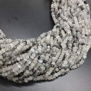 Natural Black Rutile Faceted Round Gemstone <b>Beads</b> Strand 3-5mm Loose Black Rutile Quartz <b>Beads</b> For Jewelry Making Wholesale Bulk - Product Image 3