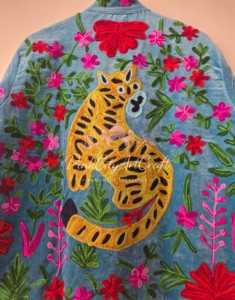 <b>Women</b> Vintage <b>Velvet</b> Embroidered Boho <b>Jacket</b> Kashmiri Suzani Floral Quilted Cotton Eco-Friendly Handmade Open Front Winter - Product Image 6