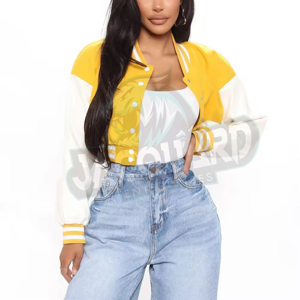 Chaqueta Varsity Corta con Cuello Alto para Mujer, Diseño Nuevo, Estilo Béisbol, Manga Larga, Moda Urbana - Product Image 3