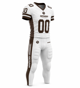 Nouveauté Ensemble d'uniformes de football américain personnalisés sublimés pour adultes à manches courtes 100% polyester respirant à séchage rapide - Product Image 4