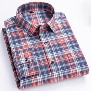 Chemise à carreaux classique pour homme, 100 % coton, coupe classique, boutonnée, respirante, style business décontracté, manches longues. - Product Image 1