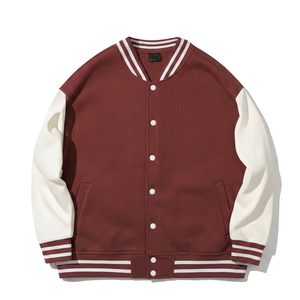 แจ็คเก็ต Letterman Varsity คุณภาพสูง ตัวเสื้อทำจากผ้าขนสัตว์ แขนเสื้อทำจากหนังแท้ เหมาะสำหรับใส่ในฤดูหนาว แจ็คเก็ตผู้ชายทันสมัยและมีสไตล์ - Product Image 5