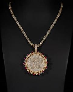 Chaîne cubaine pour homme en or blanc et argent sterling 925, pendentifs et breloques faits à la main avec diamants Moissanite VVS1 - Product Image 2